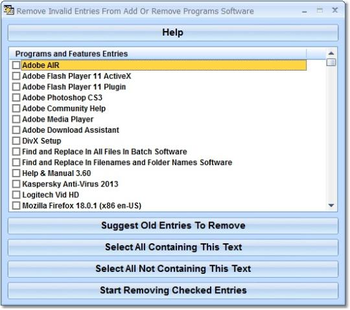 Remove Invalid Entries From Add Or Remove Programs Software screenshot