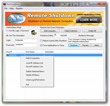 RemShutdown screenshot
