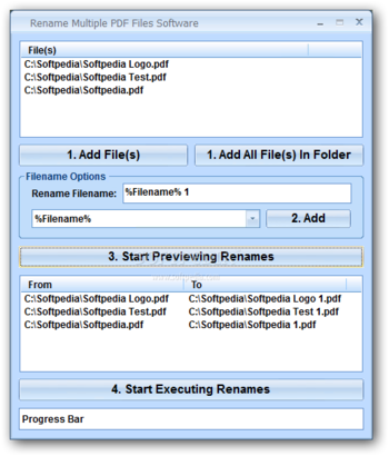 Rename Multiple PDF Files Software screenshot