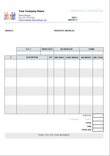 Rental Invoice Template screenshot