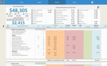 Repair Cost Spreadsheet screenshot