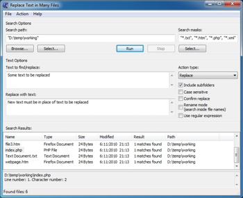 Replace Text in Many Files screenshot
