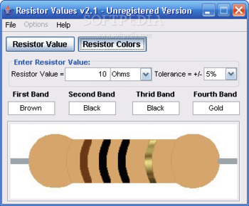 Resistor Values screenshot 2