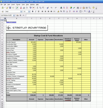 Restaurant Operations & Financial Workbook screenshot