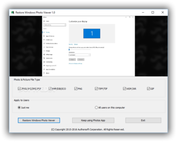 Restore Windows Photo Viewer to Windows 10 screenshot