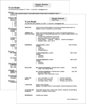 Resume Templates for Word screenshot