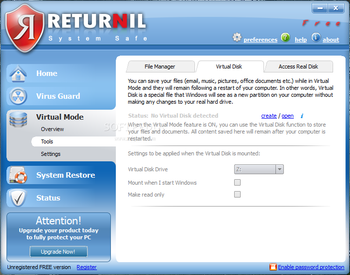 Returnil System Safe Free 2011 screenshot 6