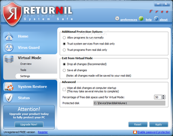 Returnil System Safe Free 2011 screenshot 7
