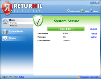 Returnil System Safe Pro screenshot 2