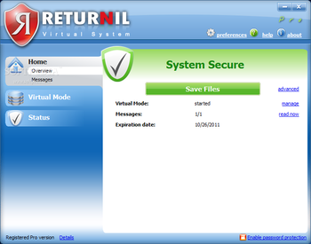 Returnil Virtual System Pro 2011 screenshot 2