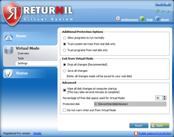 Returnil Virtual System Pro 2011 screenshot 6