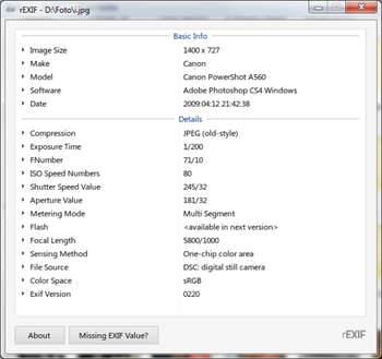 rEXIF screenshot 2