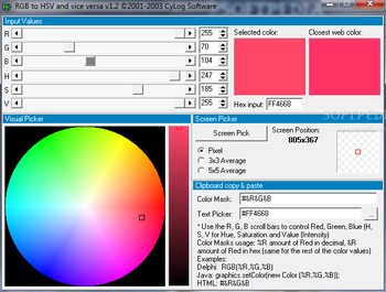 RGB to HSV screenshot