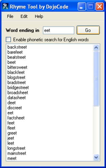 Rhyme Tool screenshot