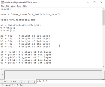 Rhyscitlema MFET Calculator screenshot