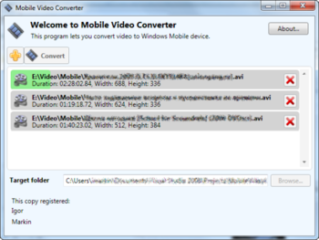 RIA-Media Mobile Video Converter screenshot