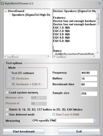 RightMark 3DSound screenshot