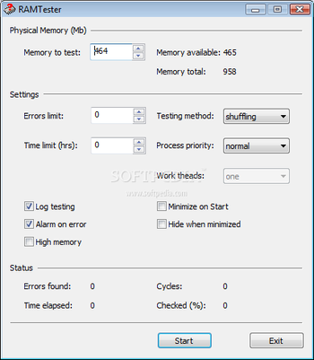 RightMark RAMTester Utility screenshot