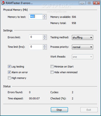 RightMark RAMTester Utility screenshot 2