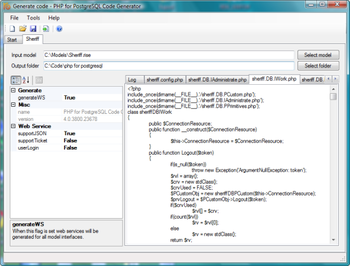 RISE PHP for PostgreSQL Code Generator screenshot