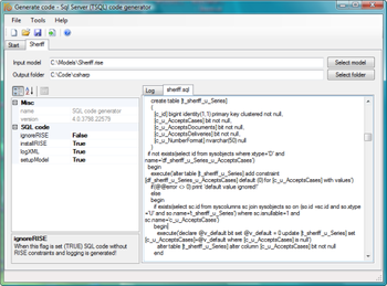 RISE SQL Server Code Generator screenshot