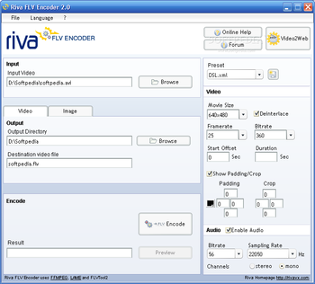 Riva FLV Encoder screenshot