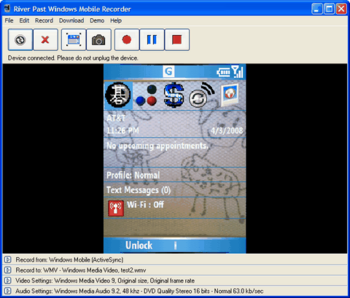 River Past Windows Mobile Recorder screenshot