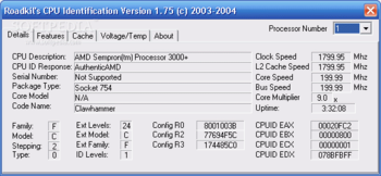 Roadkil's CPUID screenshot