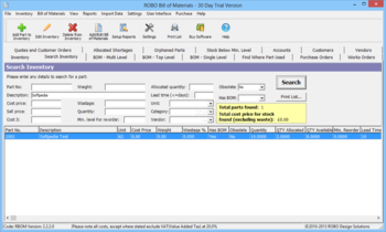 ROBO Bill of Materials screenshot 2