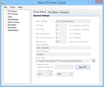 Robo-FTP Server screenshot