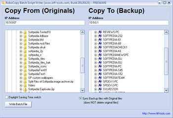 RoboCopy Batch Script Writer screenshot