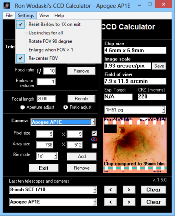 Ron Wodaski's CCD Calculator screenshot 3