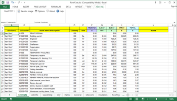 RoofCOST Estimator screenshot