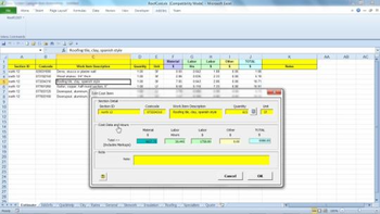 RoofCost Estimator for Excel screenshot