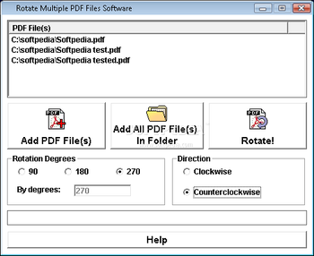 Rotate Multiple PDF Files Software screenshot