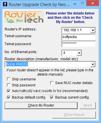 Router Upgrade Check screenshot