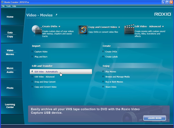 Roxio Creator NXT screenshot