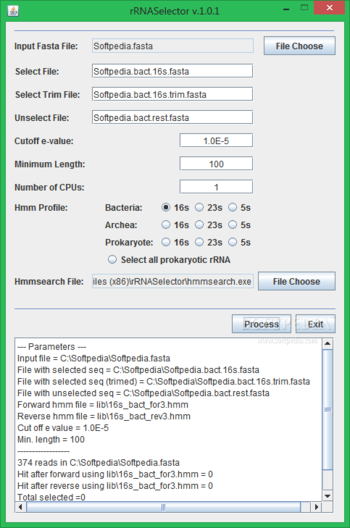 rRNASelector screenshot