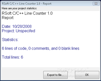 RSoft C/C++ Line Counter screenshot 2