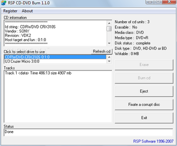 RSP CD-DVD Burn screenshot