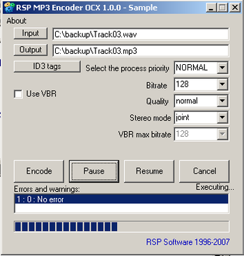 RSP MP3 Encoder OCX screenshot