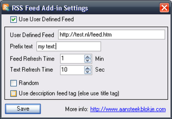 RSS-Feed Windows Live Messenger Add-In screenshot 2