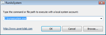 Run As System screenshot