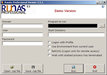 RunAs Professional screenshot