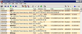 Runtime's DiskExplorer for NTFS screenshot