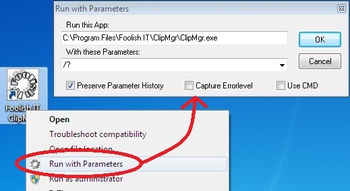 RunWithParms screenshot