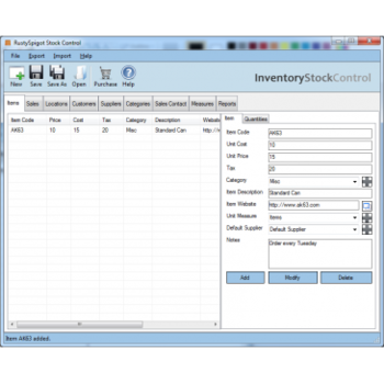 Rustyspigot Inventory Stock Control screenshot