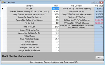 RVCalc screenshot