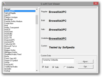 S-soft Font viewer screenshot