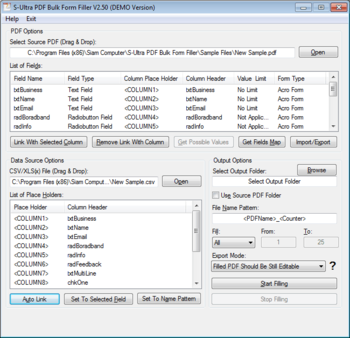 S-Ultra PDF Bulk Form Filler screenshot